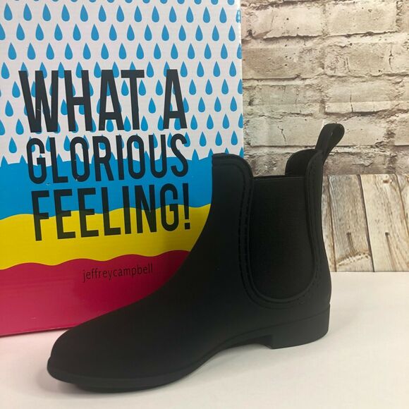 NEW Jeffrey Campbell Chelsea Rain Boot Black Matte - Picture 2 of 5
